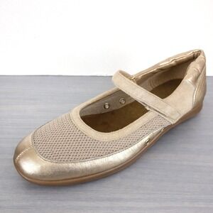 Aerosoles Gram Central Mary Jane Flats Women 8M Champagne Gold Leather Mesh Y2K